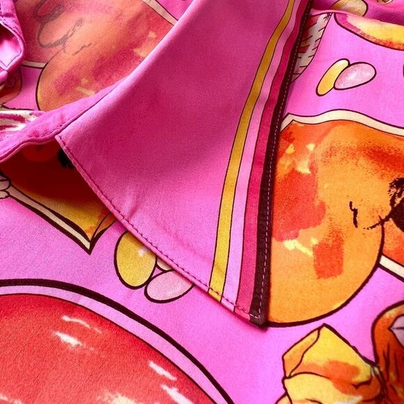 Womens Pink Valentines Hearts‎ And Candy Print Long Sleeve Button Up Top Size 14 - Picture 3 of 10